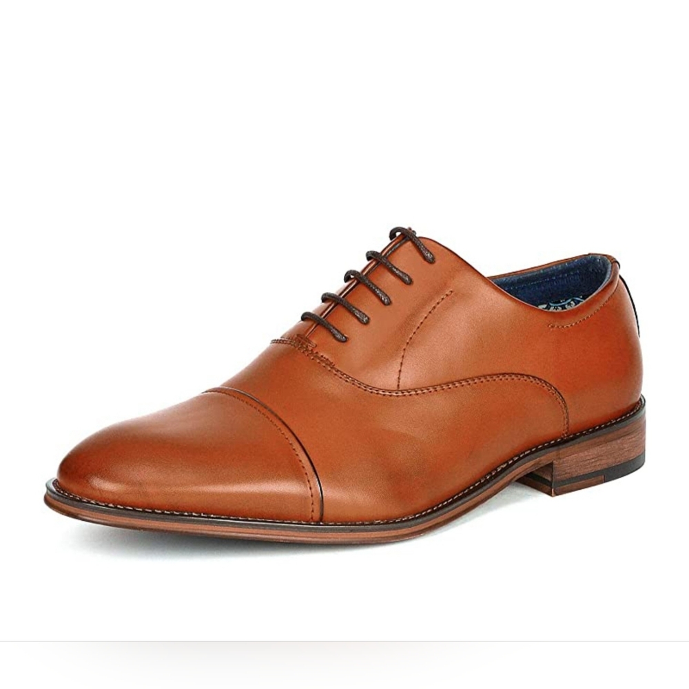Bruno Marc Men's Brown Cap Toe PU Leather Oxford Shoe size 8